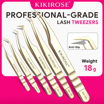 KIKIROSE Precision Lash Applicator Tweezers for Eyelash Extension Cluster Lashes False Eyelash Stainless Steel Salon Makeup Tool