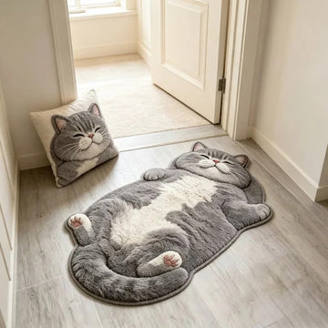 Adorable Fun Cat-Shaped Area Rug Stylish Unique Home Decor Carpet for Living Rooms Cartoon Bedrooms Bedsie Floor Mat Soft Plush