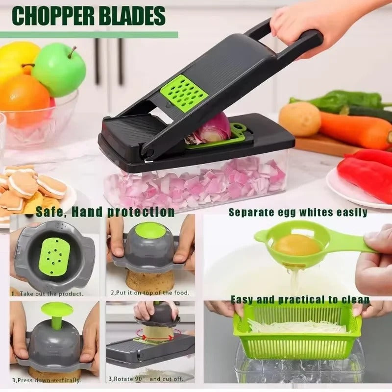 14/16 In1 Portable Vegetable Cutter Shredder Multifunctional Slicer Chopper Carrot Grater Reusable Fruit Veggie Cutting Tool