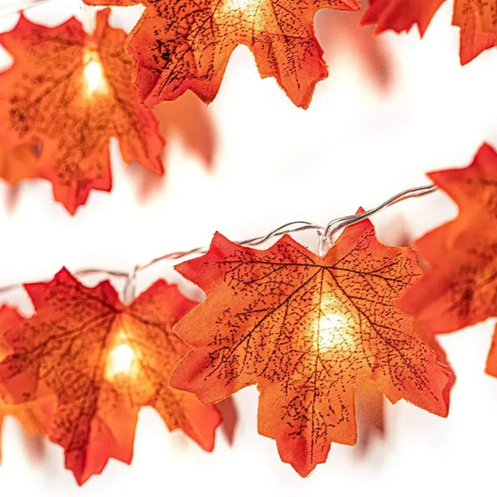 Halloween LED Lights String,Artificial Maple Leaf Lantern Garland,Halloween Christmas Thanksgiving Day Home Decorations